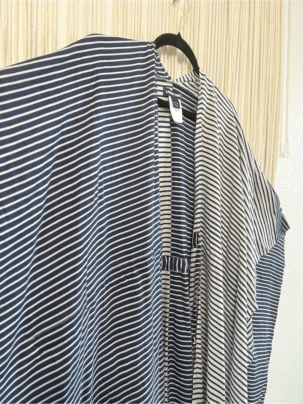 LANDS END Striped Kimono Cover-Up in Navy & White - Picture 4 of 10